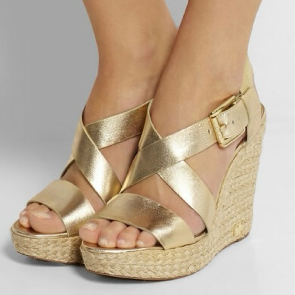 Michael Kors Giovanna Wedge Pale Gold Sandals